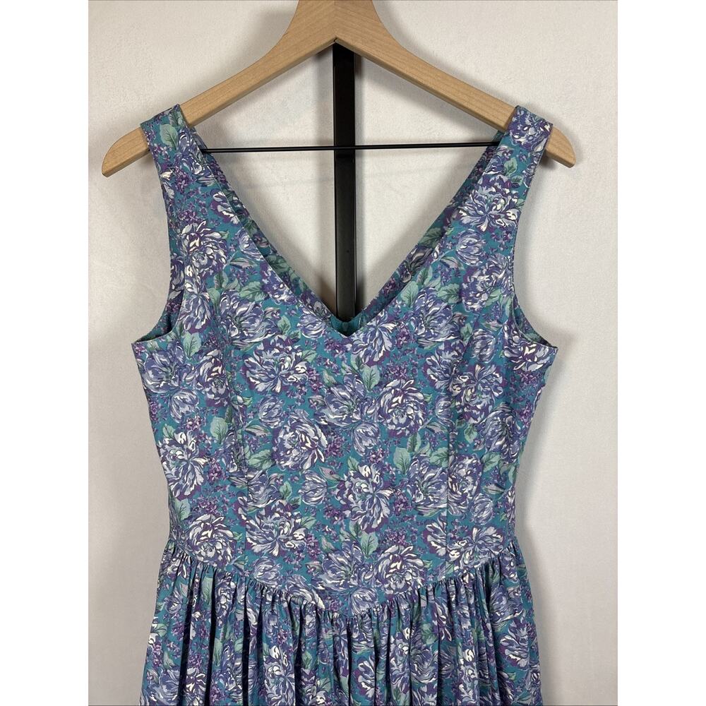 Laura Ashley Vintage Cotton Floral Dress Womens US 10 Colorful 80s Cottagecore - Picture 2 of 10